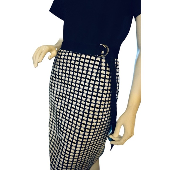 Kalijati Navy & White Geometric A-line Dress, Size L - Picture 4 of 5